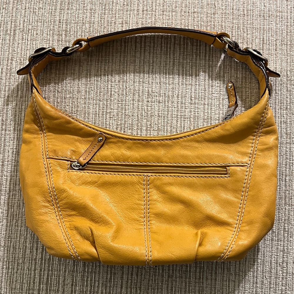 Tignanello Mustard Yellow Leather Shoulder Bag